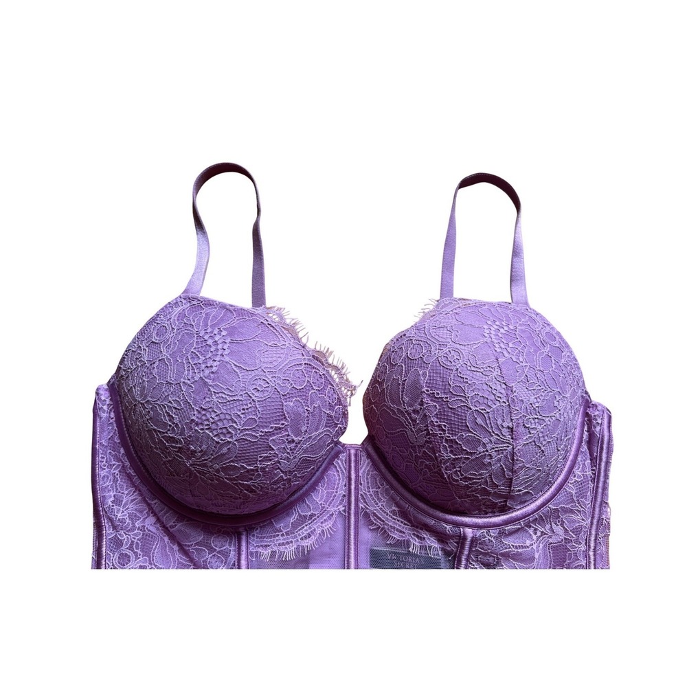 Victoria's Secret Very Sexy Purple Lace Push-Up Corset Bustier Bra 36C Fairycore